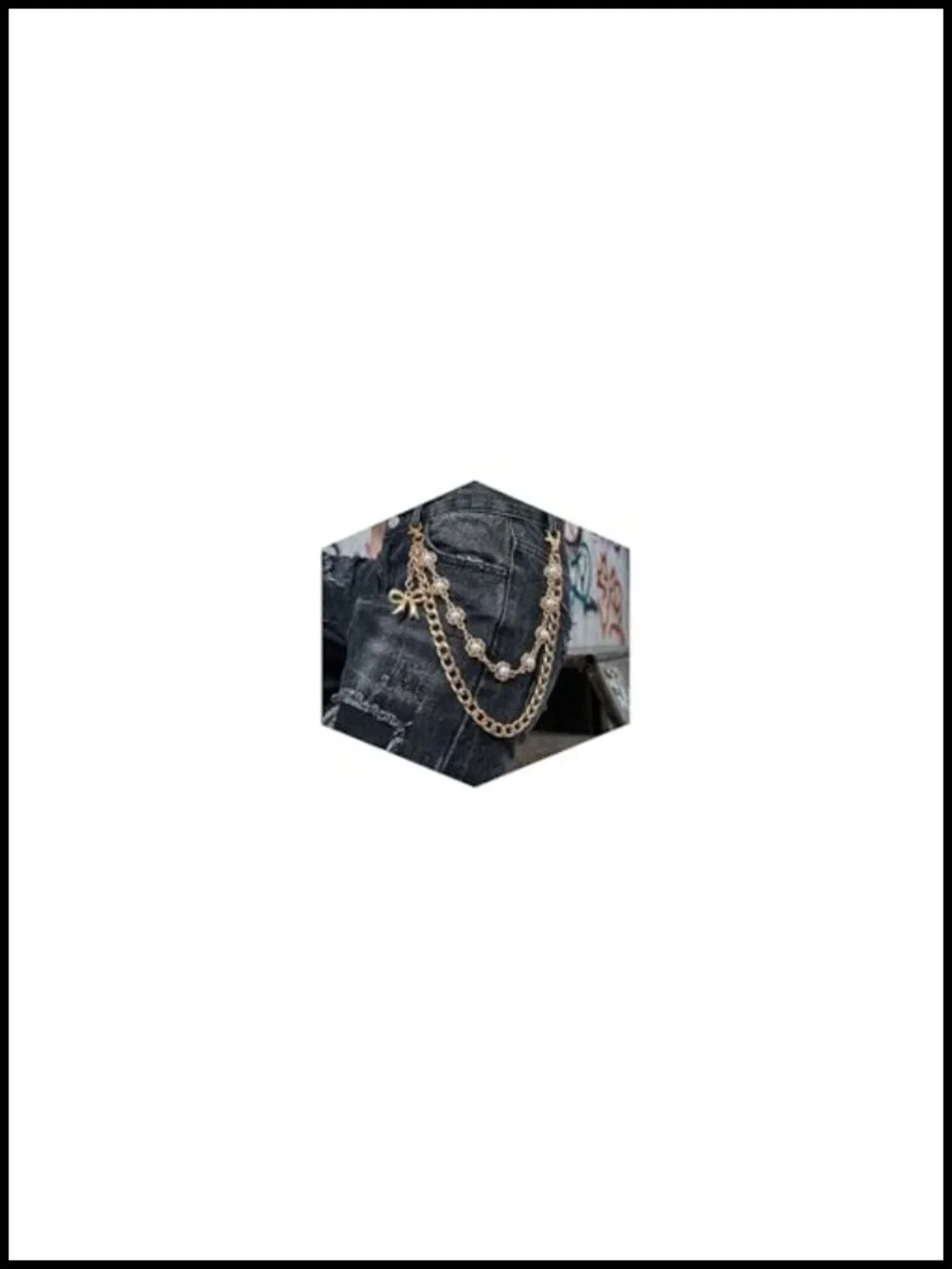 Layered Gold Pants Chain with Faux Pearls Bow Charm Adjustable Waist Chain Y2K
